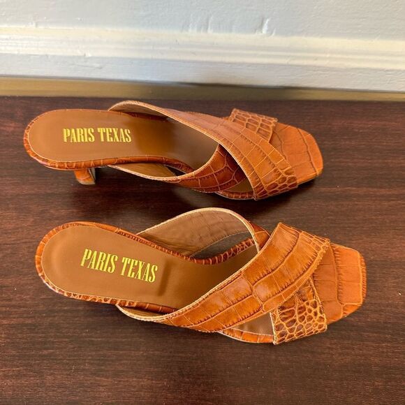 Paris Texas  leather croc embossed crisscross mule size 7 - Picture 10 of 12